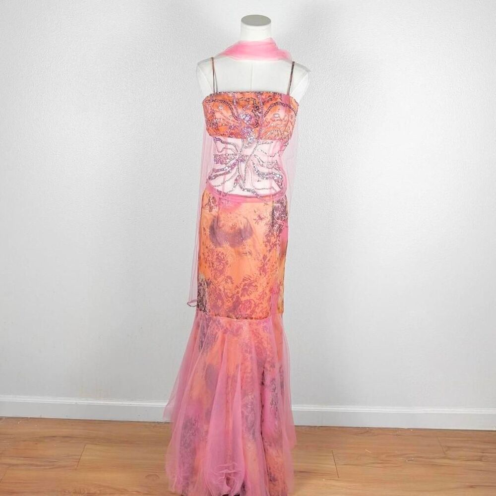 Y2K Euro Sheer Beaded Fairy Prom Dress Set